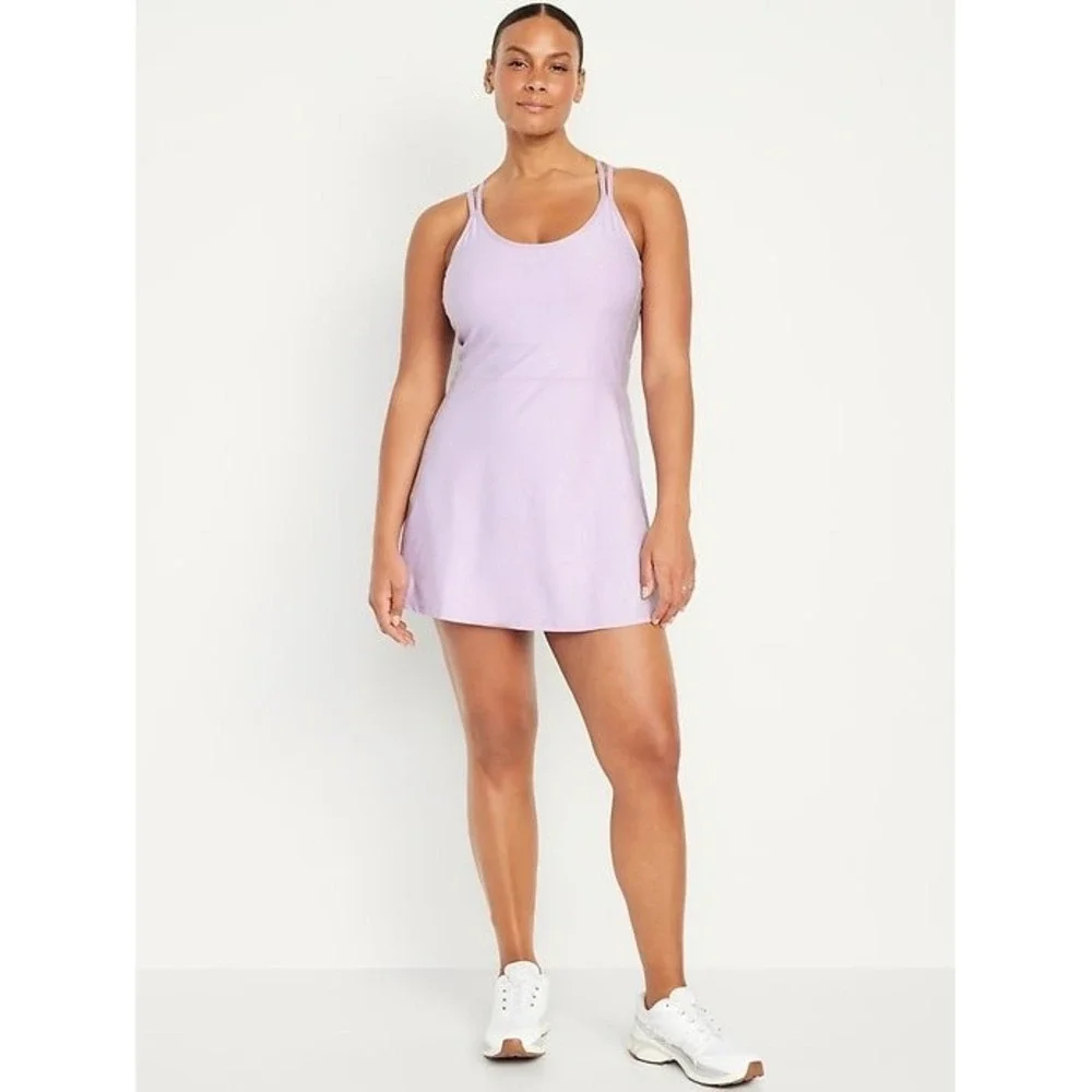 Old Navy NWT Active Cloud Plus Lavender Aura Strappy Exercise Romper Dress Large